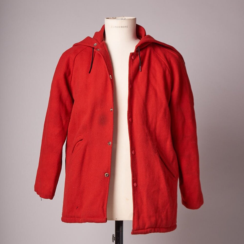 1950s-60s Vintage Red Car Hunting Letterman Coat